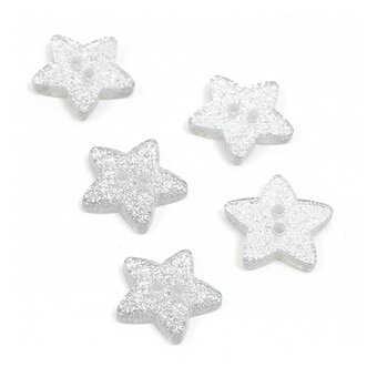 Hemline White Novelty Star Button 5 Pack