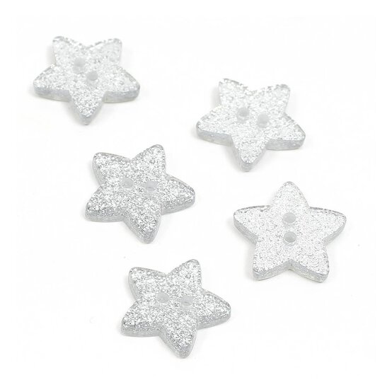 Hemline White Novelty Star Button 5 Pack image number 1