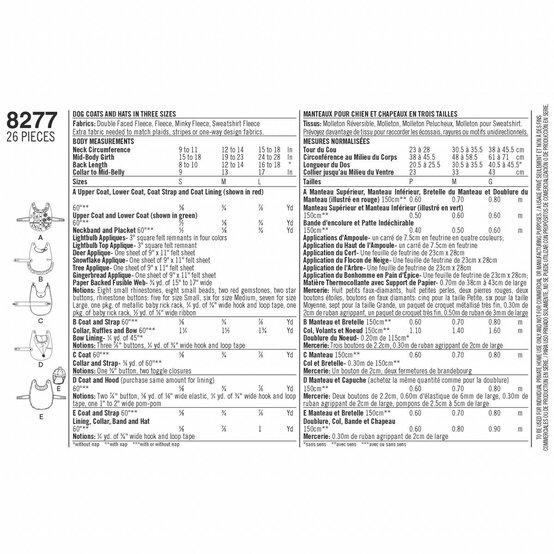 Simplicity Dog Coats and Hats Sewing Pattern 8277 image number 3