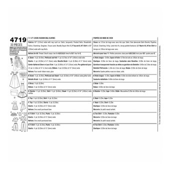 Simplicity Doll Clothing Sewing Pattern 4719