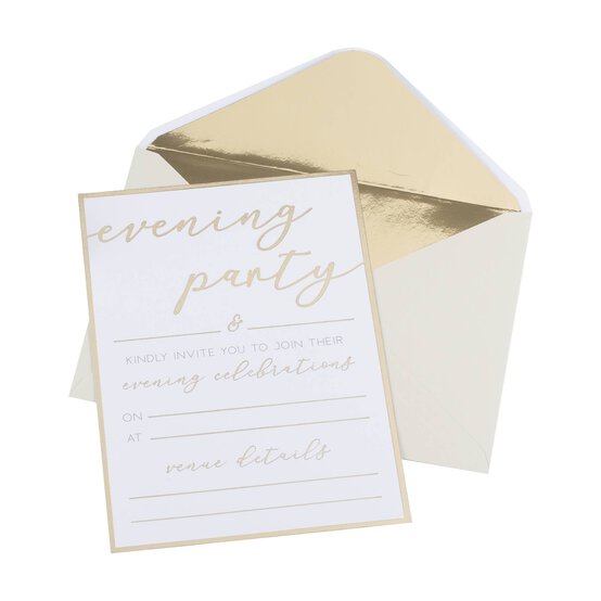 Champagne Gold Foil Evening Invitations 20 Pack image number 1