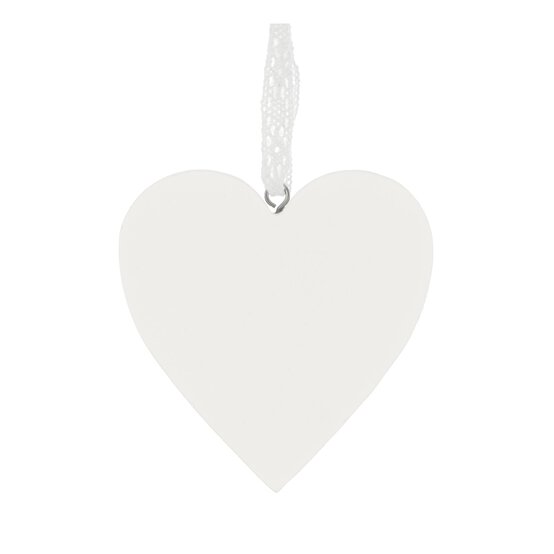 White Wooden Heart Decoration 10cm image number 1