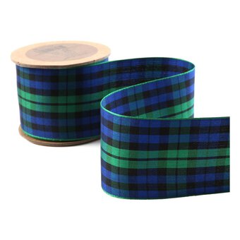 Blue Tartan Ribbon 50mm x 3m