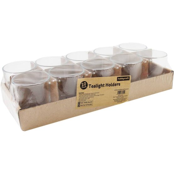 Plain Clear Tealight Holders 10 Pack image number 3