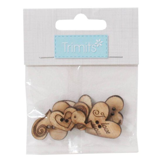 Trimits Wooden Love Buttons 6 Pieces image number 2