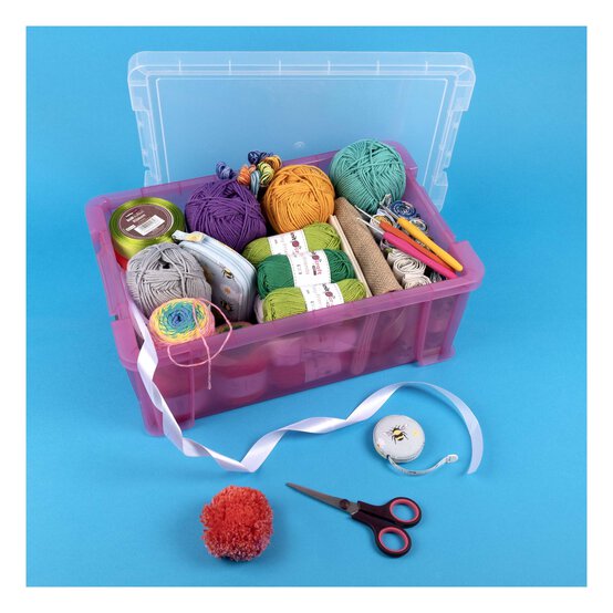 Whitefurze Allstore 10 Litre Transparent Pink Storage Box  image number 2