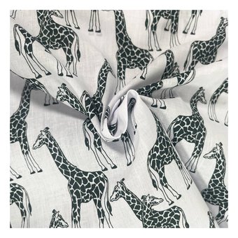 Black and White Giraffe Polycotton Fabric by the Metre