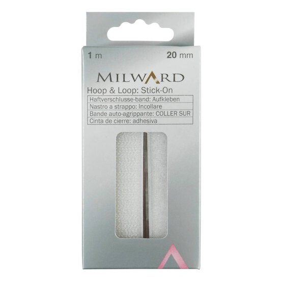 Milward White Stick-On Hook and Loop Tape 20mm x 1m image number 1