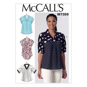 McCall&rsquo;s V-Neck Tops Sewing Pattern M7359 (XS-M)