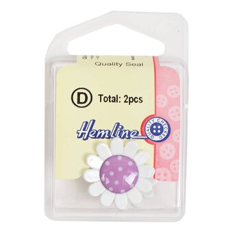 Hemline Purple  Novelty Flower Button 2 Pack
