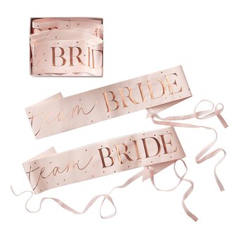 Ginger Ray Rose Gold Team Bride Sashes 6 Pack