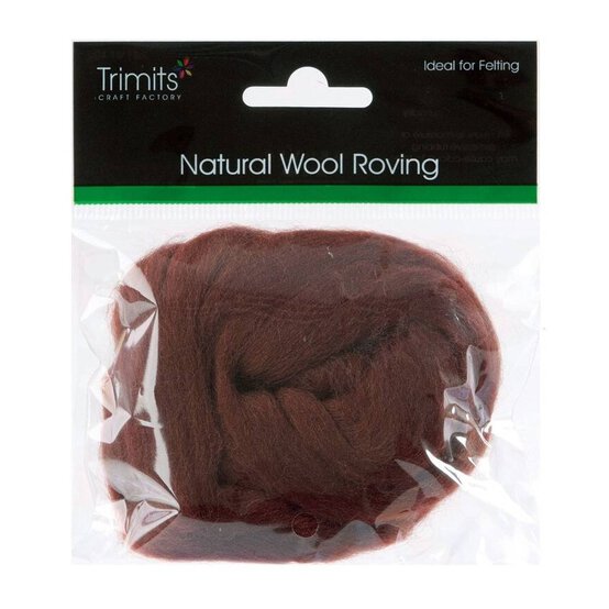 Trimits Chocolate Natural Wool Roving 10g image number 1
