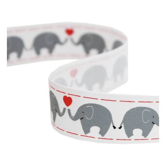 Kissing Elephant Satin Ribbon 16mm x 4m