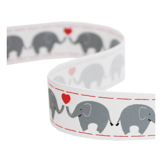 Kissing Elephant Satin Ribbon 16mm x 4m image number 1