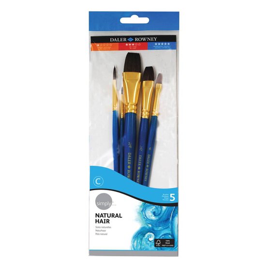 Daler-Rowney Simply Natural Camel Hair Brushes 5 Pack image number 1