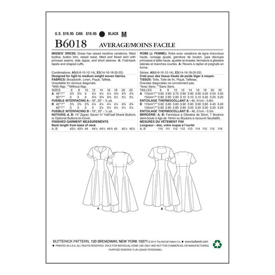 Butterick Vintage Dress Sewing Pattern B6018 (6-14) image number 2