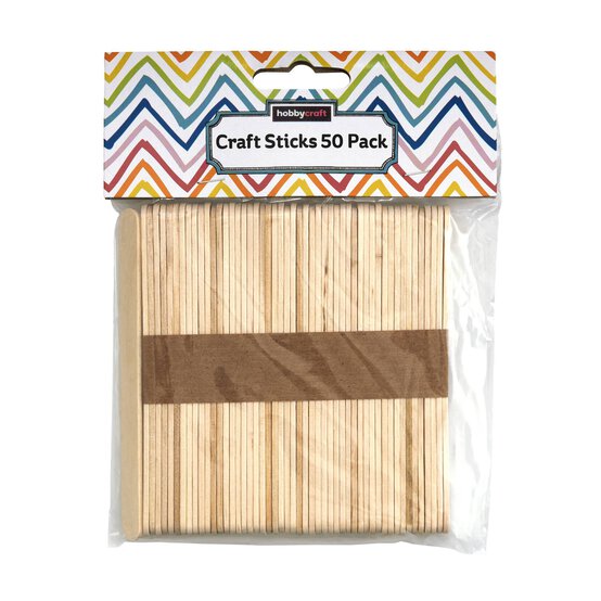 Natural Wooden Craft Sticks 50 Pack image number 6