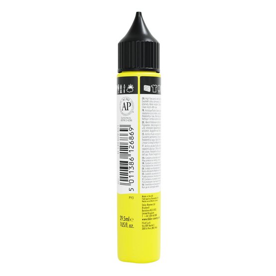 Daler-Rowney System3 Lemon Yellow Fluid Acrylic 29.5ml (651) image number 2