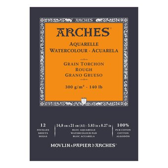 Arches Rough 300g Watercolour Paper A5 12 Sheets