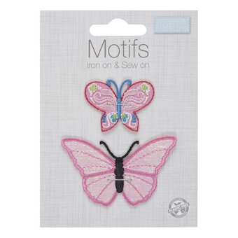 Trimits Pink Butterfly Iron-On Patches 2 Pack