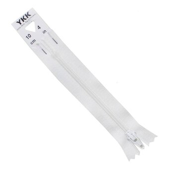 YKK White Dress and Skirt Zip 10cm