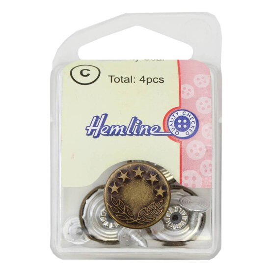 Hemline Bronze Basic Jeans Button 3 Pack image number 2