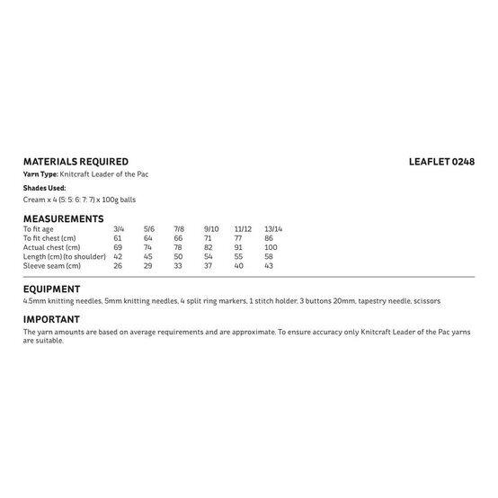 Knitcraft Children's Check Stitch Cardigan Pattern 0248 image number 2