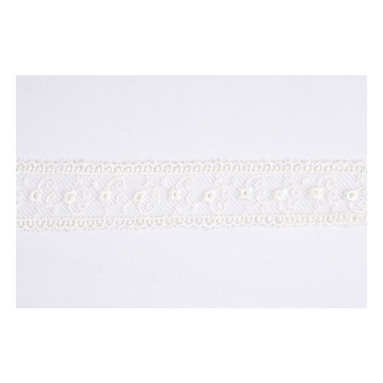 Cream Embroidered Tulle Lace Trim by the Metre image number 1