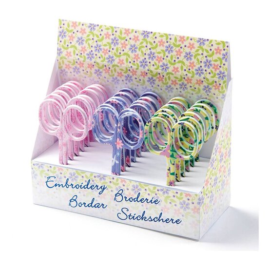 Assorted Pastel Floral Embroidery Scissors 9.5cm