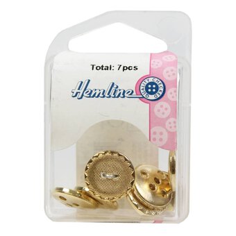 Hemline Gold Metal Patterned Button 7 Pack