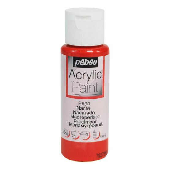 Pebeo Red Pearl Acrylic Craft Paint 59ml image number 1