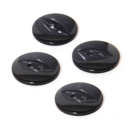 Hemline Black Basic Fish Eye Button 4 Pack image number 1