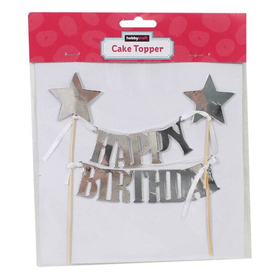 Silver Happy Birthday Cake Bunting Topper image number 2