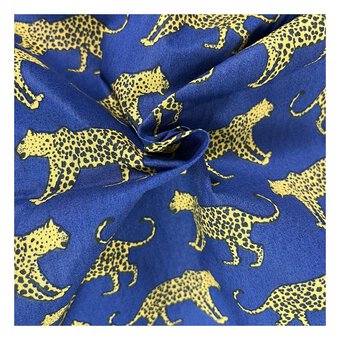 Navy Leopard Polycotton Fabric by the Metre