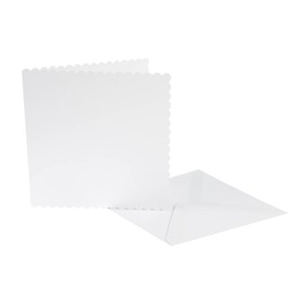 White Scalloped Cards  8 x 8 Inches 25 Pack