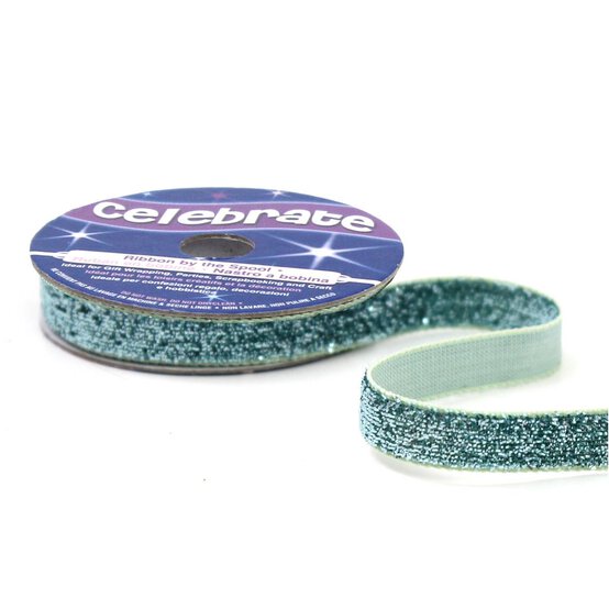 Metallic Aquamarine Woven Sparkle Ribbon 10mm x 2.5m image number 3