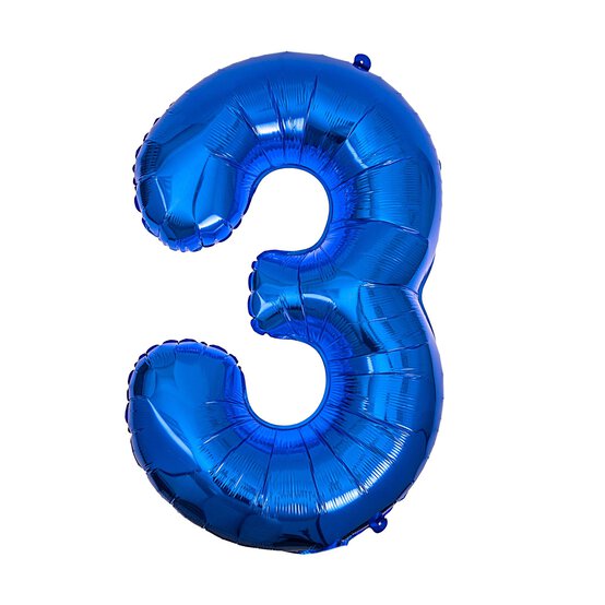 Extra Large Blue Foil Number 3 Balloon image number 1
