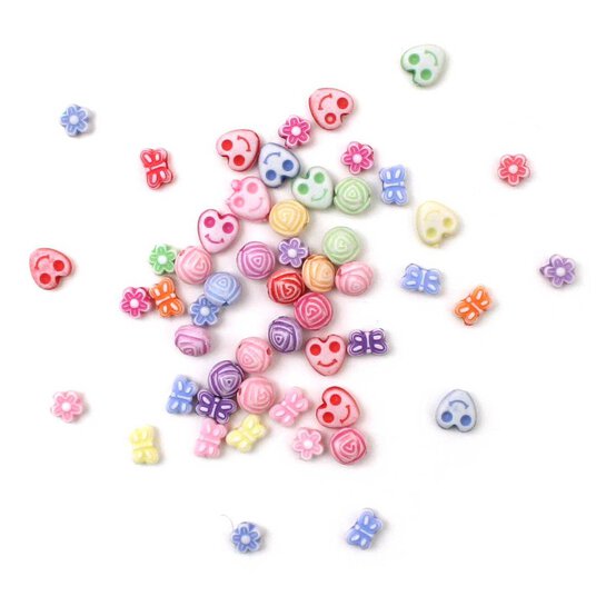 Mixed Pastel Acrylic Beads Waterfall Pack 100g image number 1