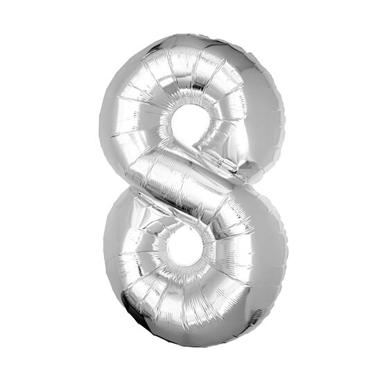 Extra Large Silver Foil Number 8 Balloon image number 1