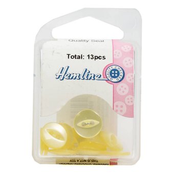 Hemline Yellow Basic Fish Eye Button 13 Pack