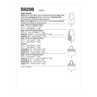 Simplicity Shopping Tote Bag Sewing Pattern S9298