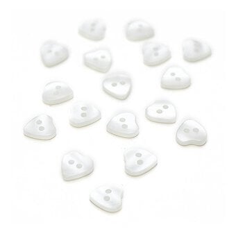 Hemline White Basic Hearts Button 17 Pack