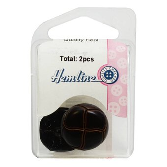 Hemline Brown Novelty Faux Leather Button 2 Pack