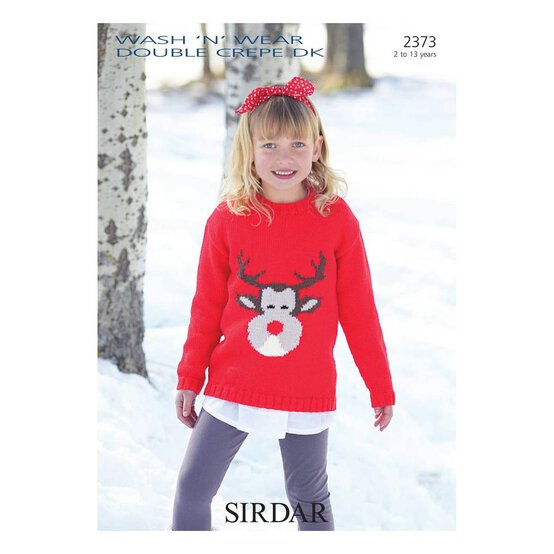Sirdar Wash 'n' Wear Double Crepe DK Rudolph Christmas Jumper Digital Pattern 2373 image number 1
