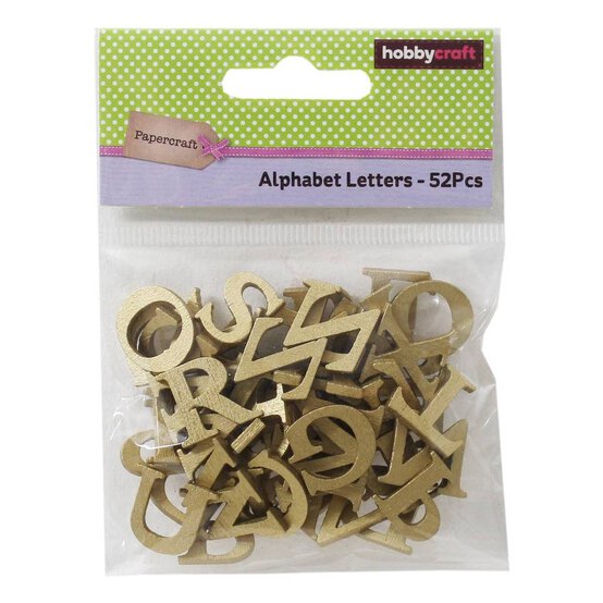 Gold 3D Wooden Letters 52 Pieces image number 2