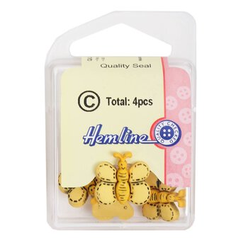 Hemline Yellow Novelty Bee Button 4 Pack