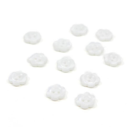 Hemline White Basic Flower Button 12 Pack image number 1