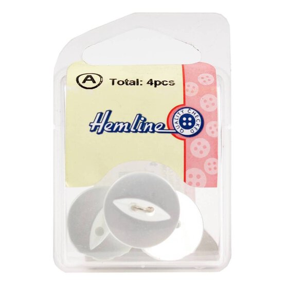 Hemline White Basic Fish Eye Button 4 Pack image number 2