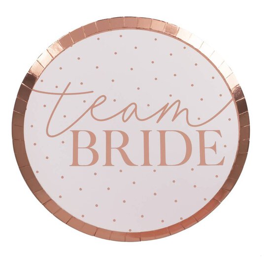 Ginger Ray Rose Gold Team Bride Paper Plates 8 Pack image number 2