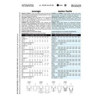 Butterick Women&rsquo;s Corset Sewing Pattern B4669 (14-20)